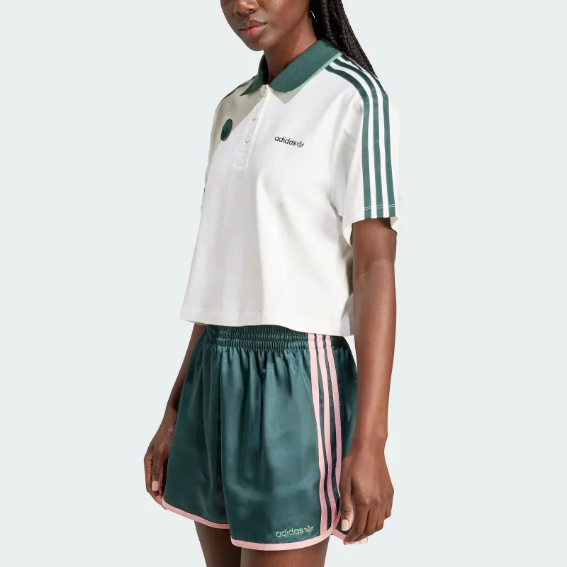 adidas Women's Loose Crop Polo Shirt White-1