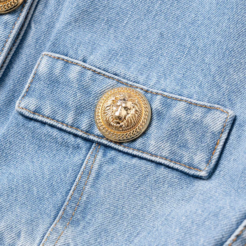 BALMAIN FW22 Denim Jacket Women's Blue-8