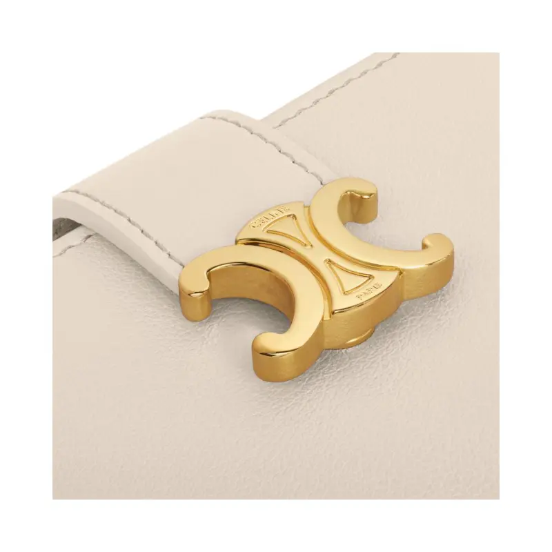 CELINE Cow Leather Wallet Women's Light Beige-4