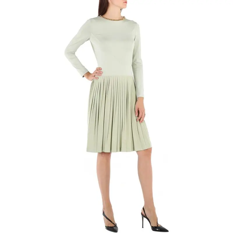 Burberry Long-Sleeved Dresses Women's Green-3