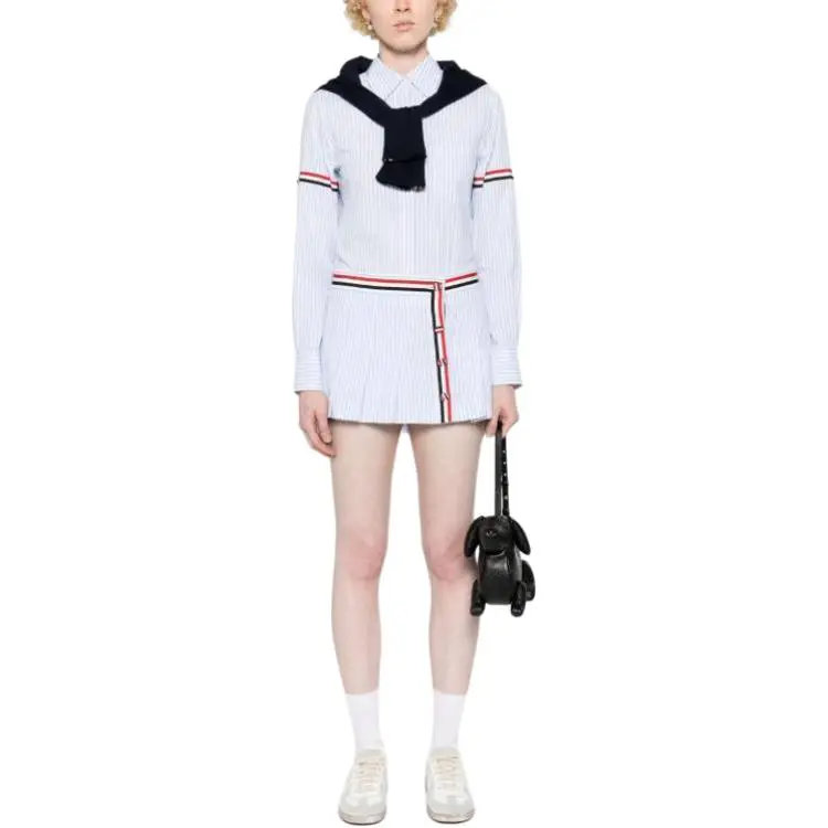 THOM BROWNE Long Sleeved Striped Shirt-3