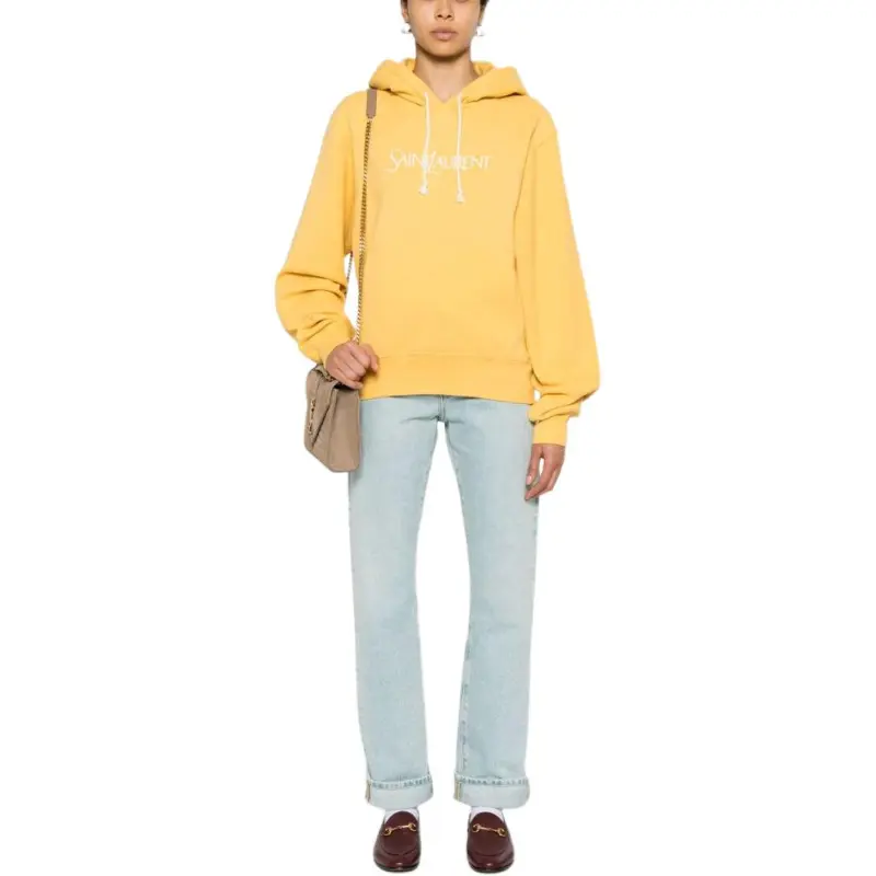 SAINT LAURENT Logo Embroidered Oversized Hoodie-2
