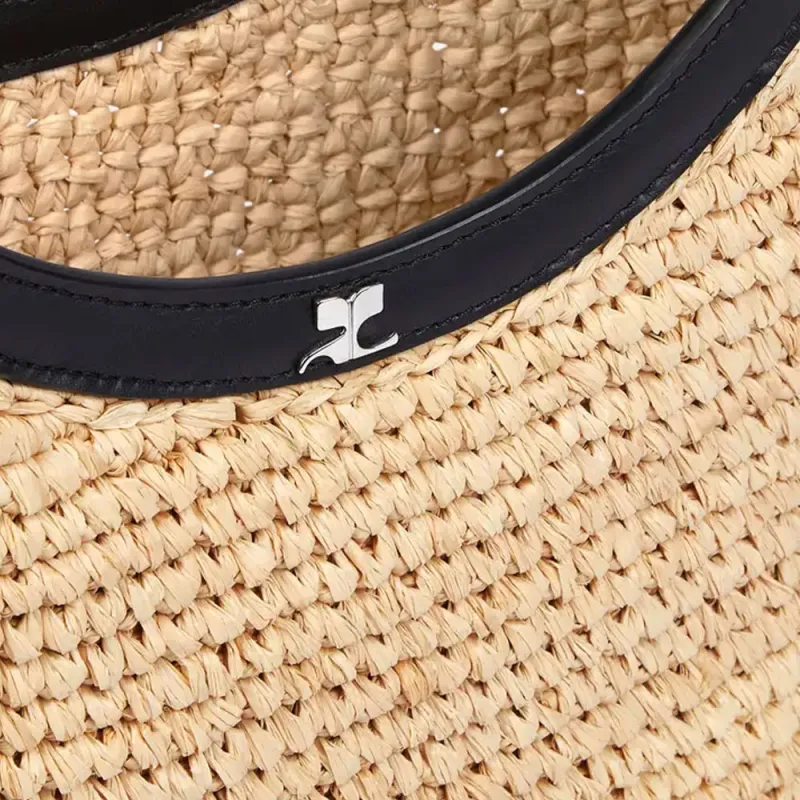 COURREGES Raffia Handbag Medium Size Women's Natural Beige-4