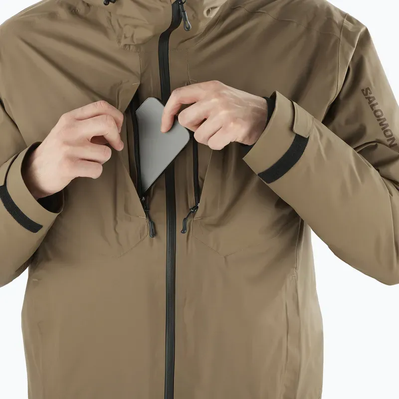 SALOMON PATROLLER 3IN1 DOWN Hiking Water-Resistant Windproof Breathable Warm Windbreaker Jacket Men's Mushroom Brown-3