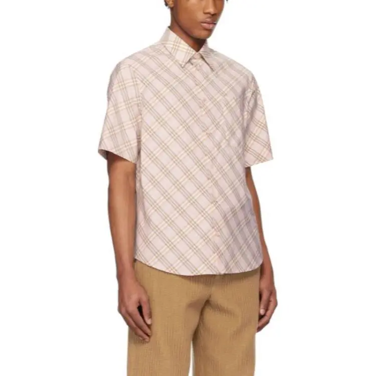 Burberry Shirts Men Pink-4