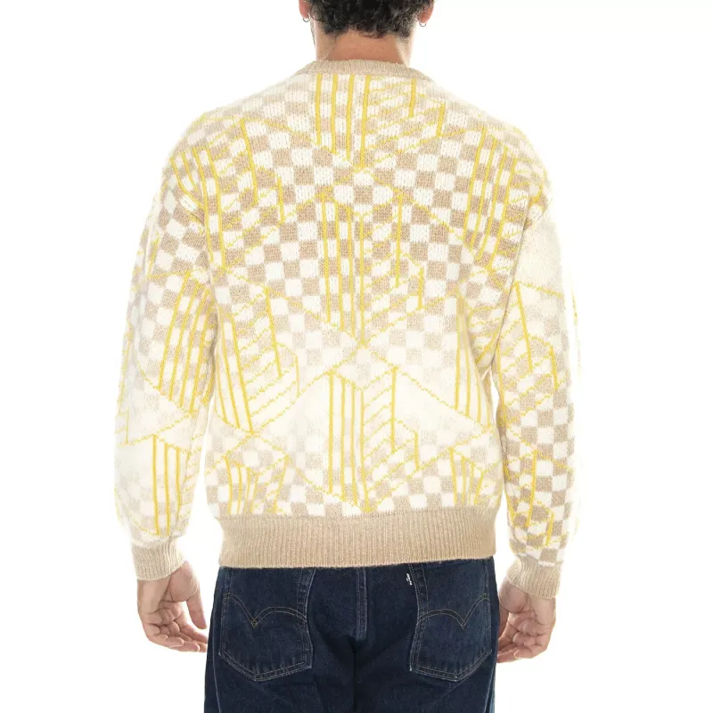 LACOSTE Sweater Unisex Yellow Gray Plaid-4