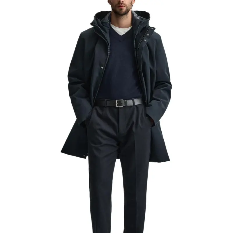 ZARA Parka Coats Men's Sea Blue-2