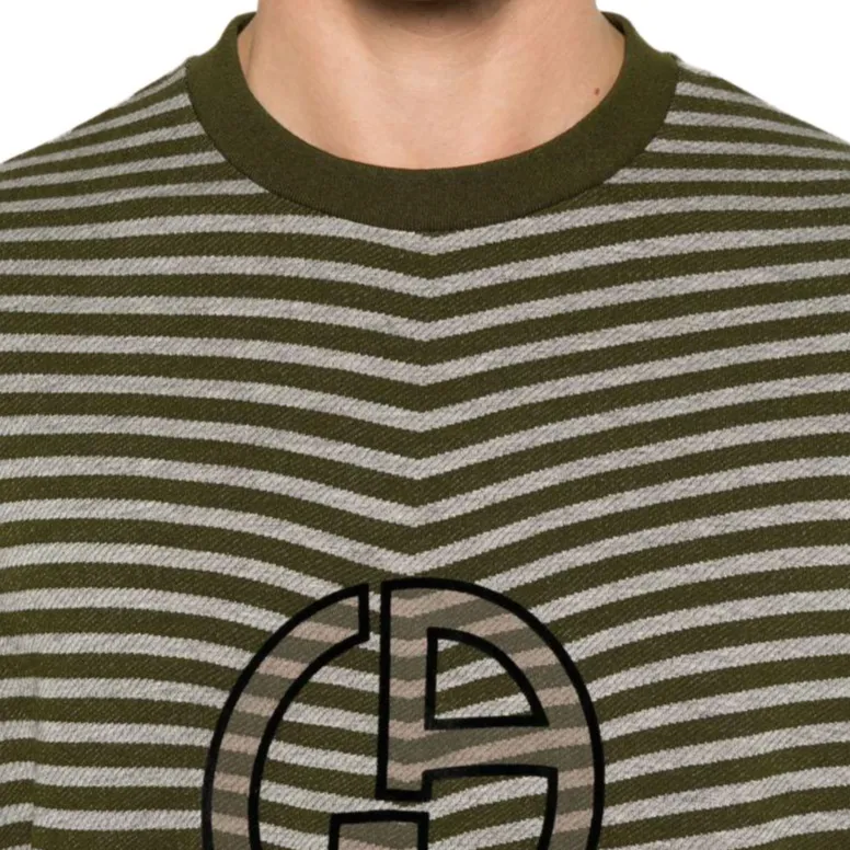 GIORGIO ARMANI Chevron Jacquard Stretch Viscose Crew neck T shirt-3