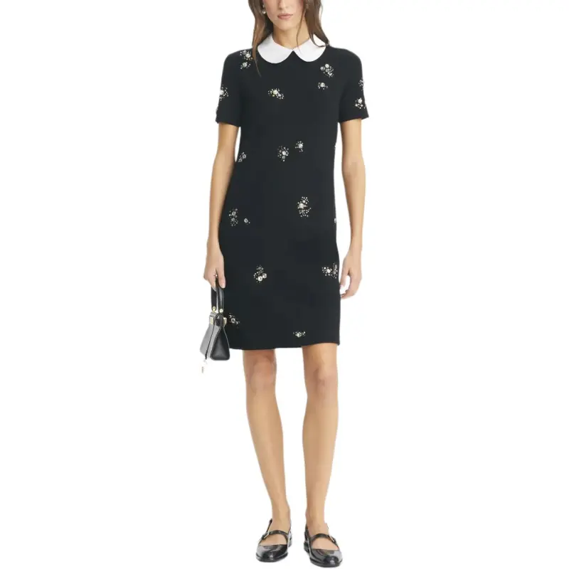 TORY BURCH Embellished Poplin Collar Sweater Dress-1