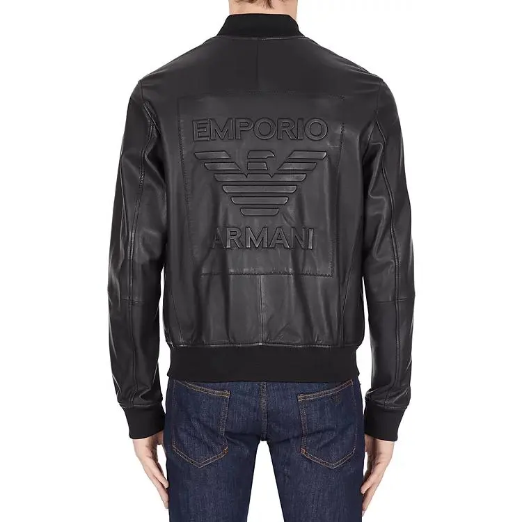 EMPORIO ARMANI Leather Jacket Men's Black-3