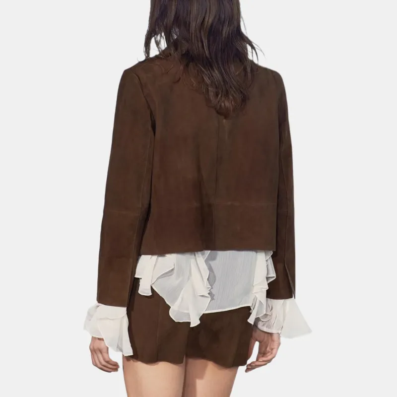 ZARA ZW Series Leather Short Skirts Women's Brown-4