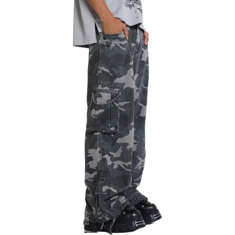 Jaded London Washed Black Trooper Camo Cargo Pant Cargo Pants Men's Washed Black-1