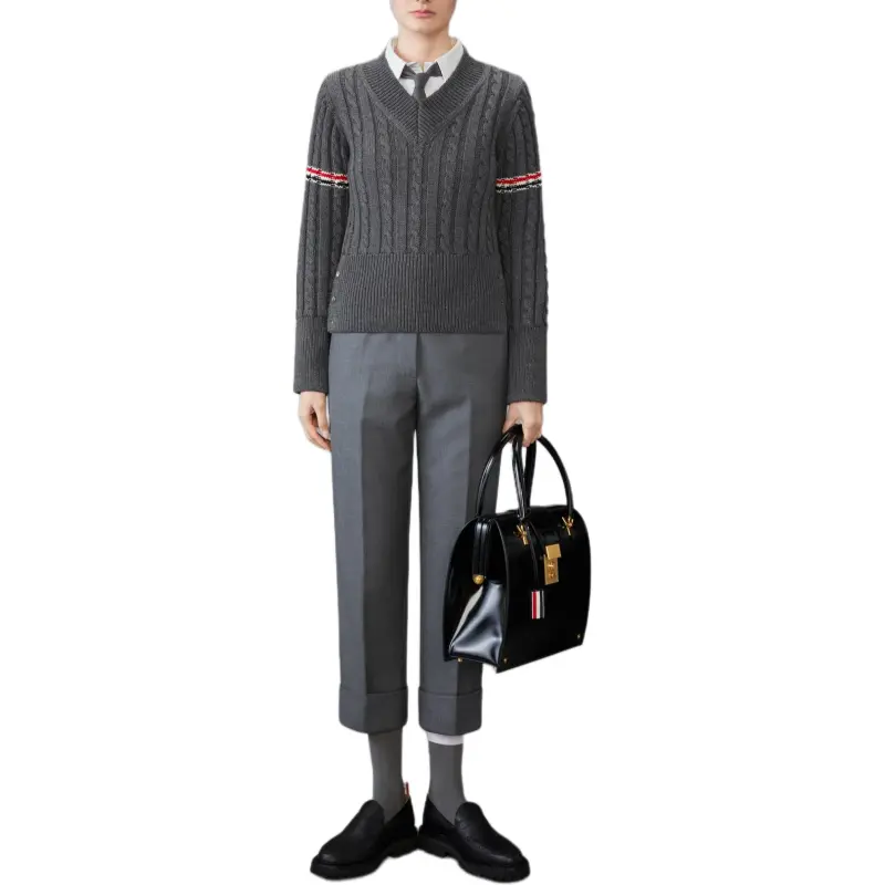 THOM BROWNE RWB stripe Cable knit Jumper-2