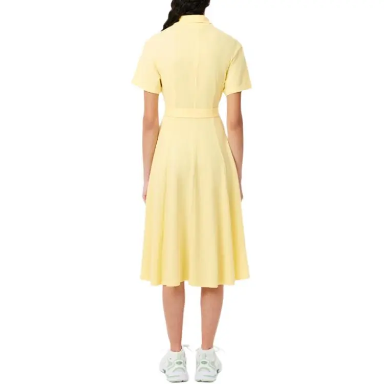 LACOSTE Short Sleeved Dress Women's Yellow-4