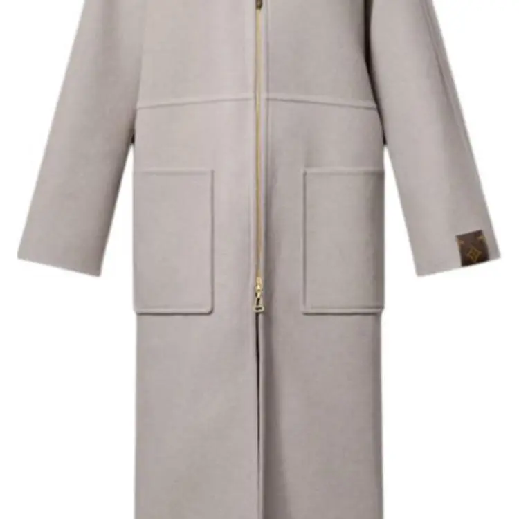 LOUIS VUITTON Leather Collar Double Face Coat-3