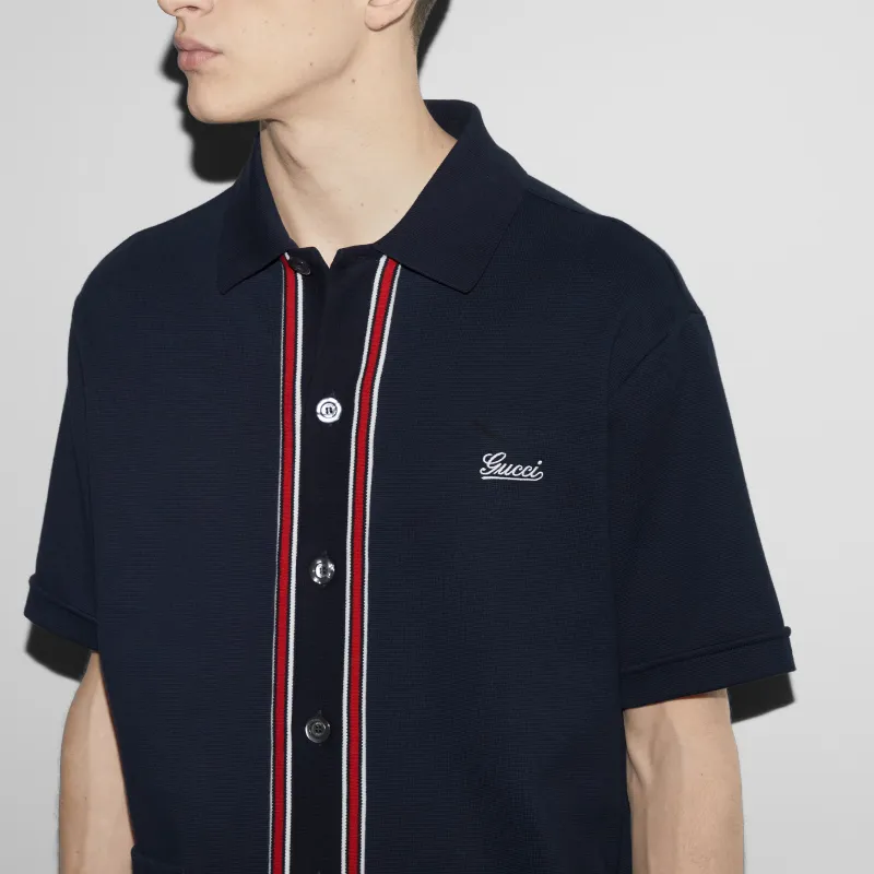 GUCCI Lido SS24 Shirt Men's Navy Blue-6