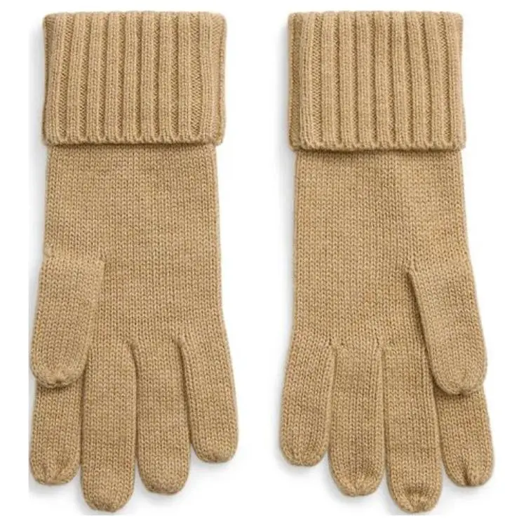 LAUREN RALPH LAUREN Recycled Nylon Knit Gloves Women's Light Umber-1