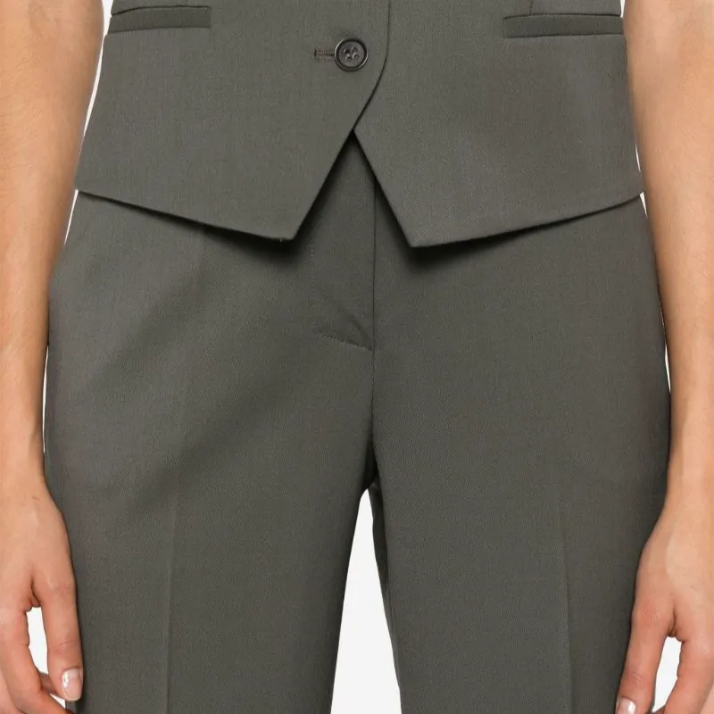 PAROSH SS24 Suit Trouser Women's Gray Green-4