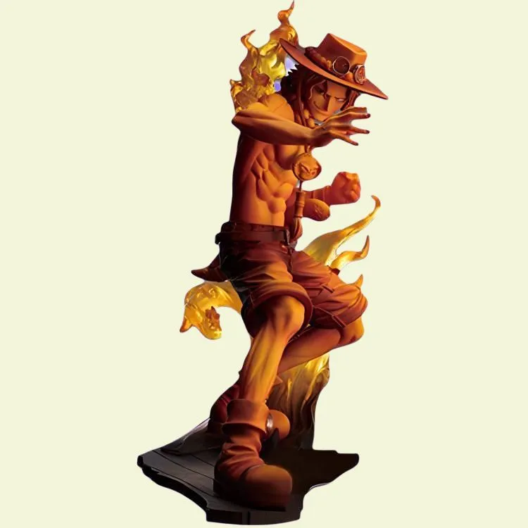 BANPRESTO Monkey D. Luffy Glass Factory One Piece Flame Bondage Ace+Samurai Set 16cm Scale Figures-4
