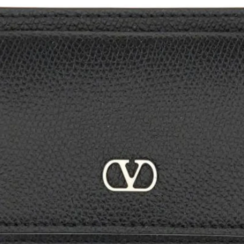 Valentino VLogo Signature Leather Card Holder Regular Men's Black-3
