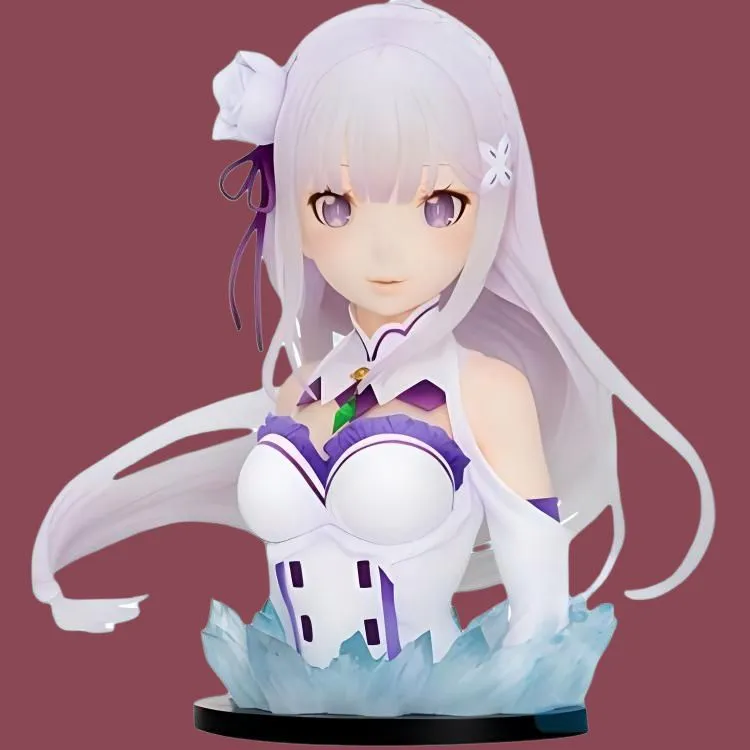 BANPRESTO Emilia Glass Factory Ichiban Kuji Zero Starting Life In Another World Amilia Bust With Base Scale Figures-3