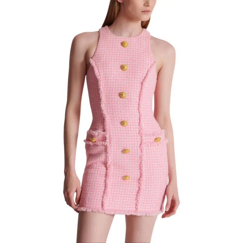 BALMAIN Sleeveless Dress Women's Pink-7