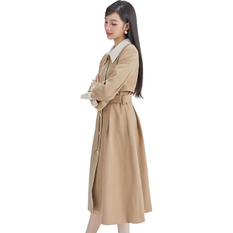 DEAR DEER PUFF Trench Coat Women's Coffee-4