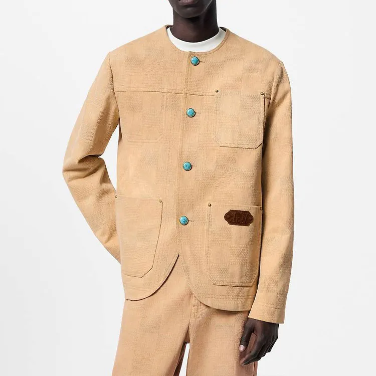 LOUIS VUITTON Damier Collarless Workwear Cotton Jacket-1