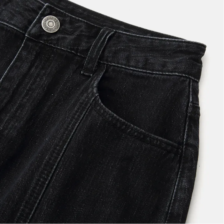 MLB New York Yankees Denim Long Skirts Women's Black-4
