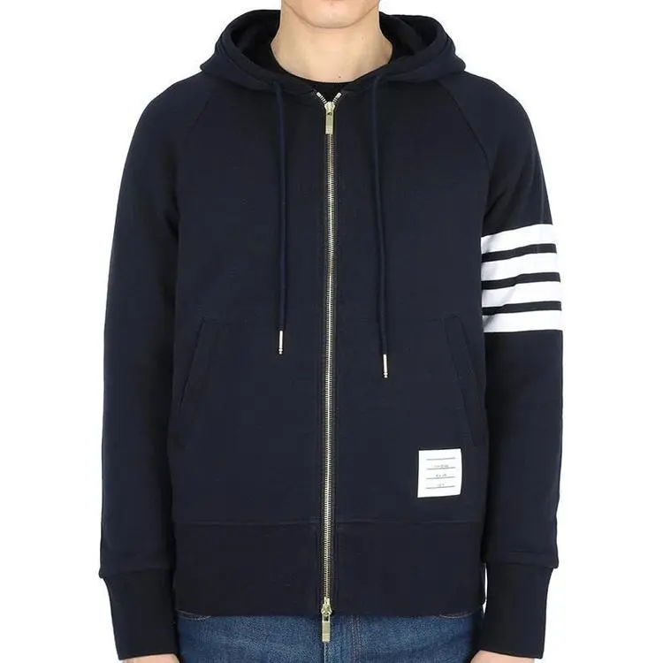 THOM BROWNE Classic Loopback 4 Bar Full zip Hoodie-1