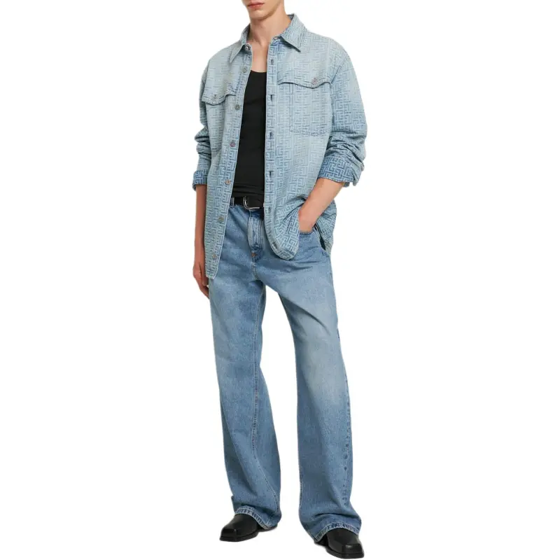 BALMAIN Monogrammed Denim Overshirt-2