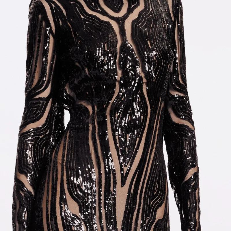 ELIE SAAB FW24 Long-Sleeved Dresses Women's Obsidian-1