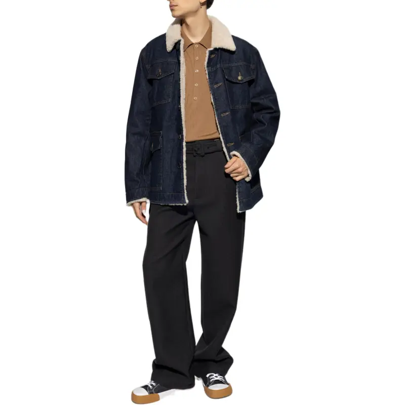 DRIES VAN NOTEN Faux Fur Collar Denim Jacket-2