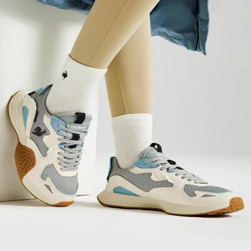 Le Coq Sportif Casual Shoes Unisex Low Top Ecru Gray Blue Brown-7