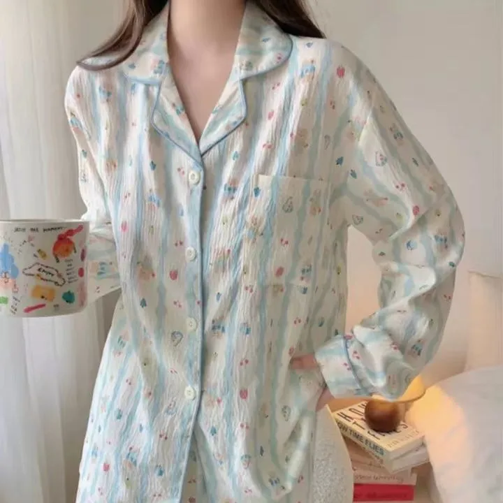 WANANNI Pajama Set Women's Shopping Bag Light Blue-8