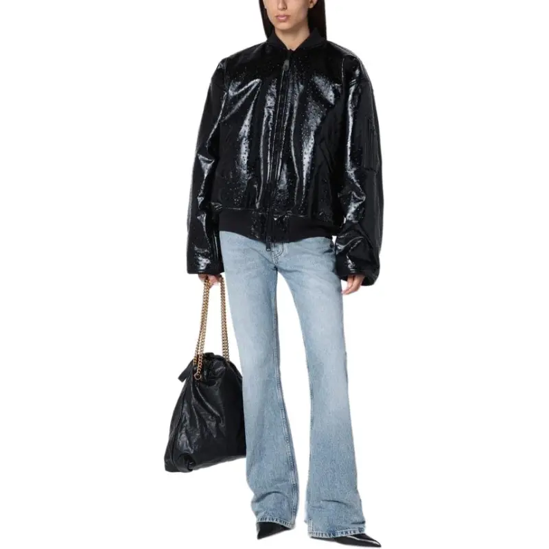 Balenciaga Leather Bomber Jacket-2