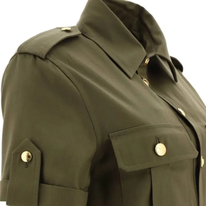 CELINE Short Military Pockets In Lightweight Twill T Shirt Dress Khaki-3