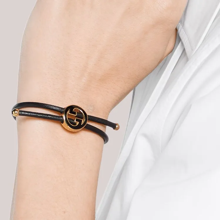 GUCCI Enamel, Leather, Brass Bracelets Women's Black-3