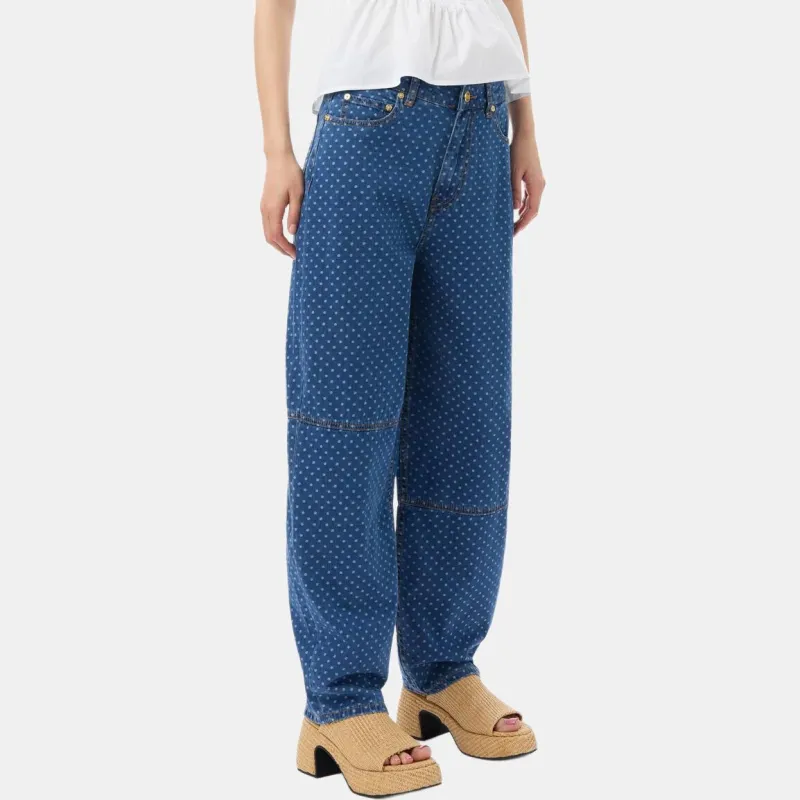 GANNI Jacquard Denim Stary Jeans-4