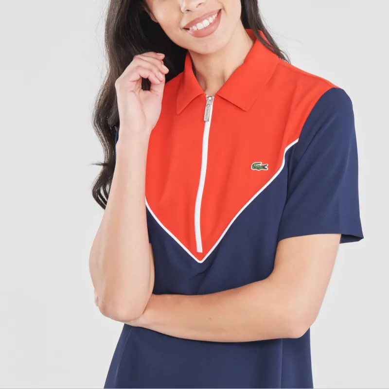 LACOSTE Short Sleeved Dress Women's Blue-4