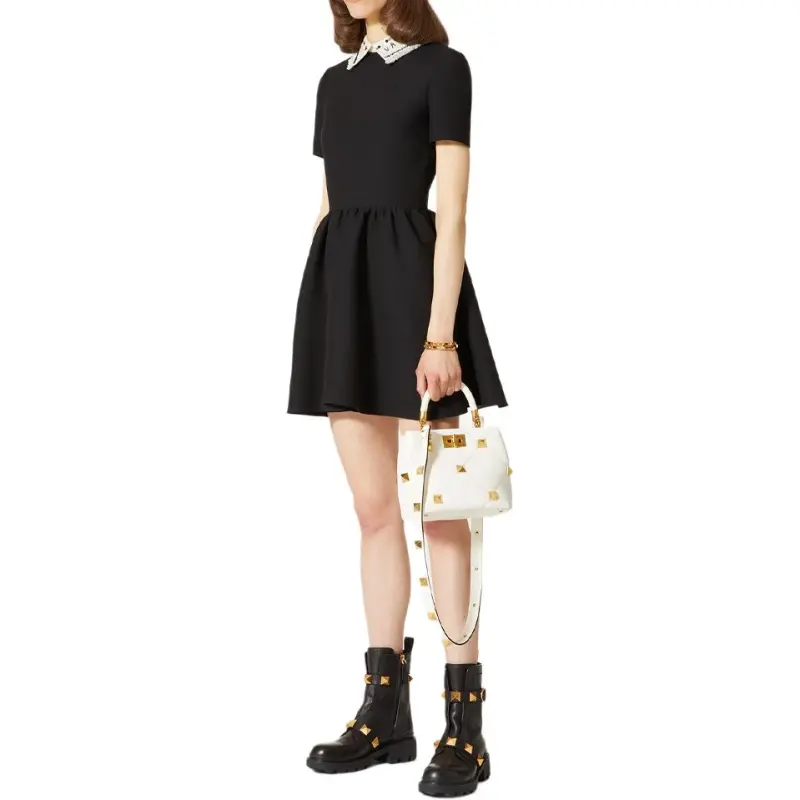 Valentino Short Sleeved Dresses Women's Black-3