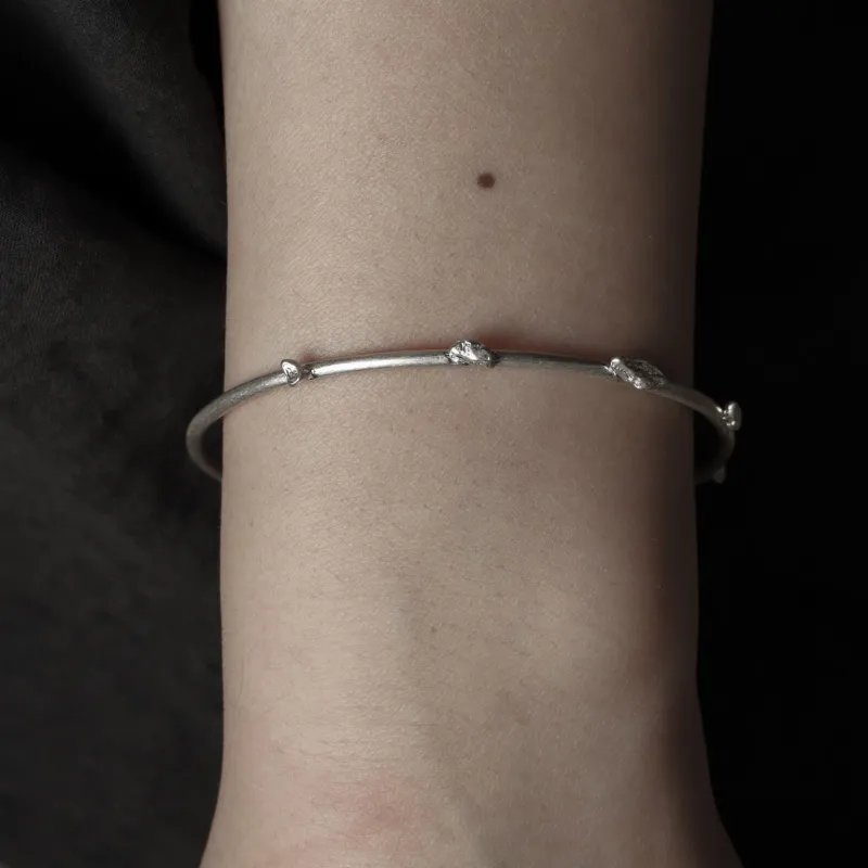 M.Wong 925 Sterling Silver Island Style Thin Bangle Unisex-4
