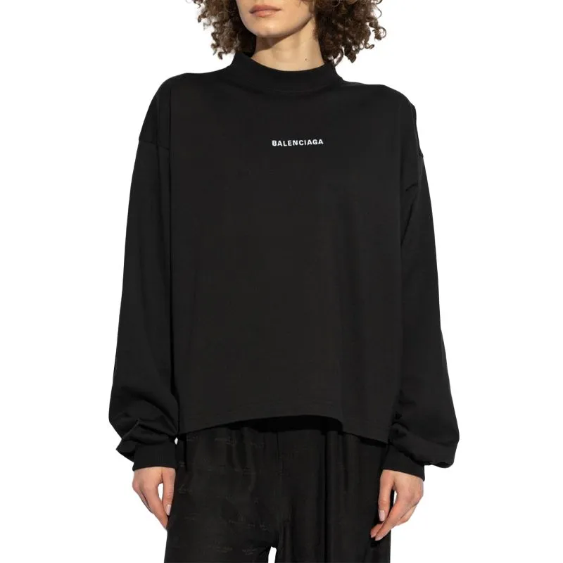 Balenciaga Logo Embroidered Long Sleeve T Shirt-2