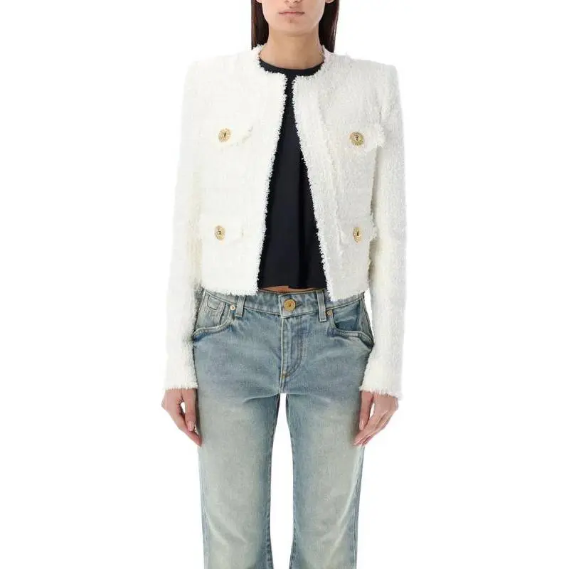 BALMAIN Frayed Tweed Jacket-2