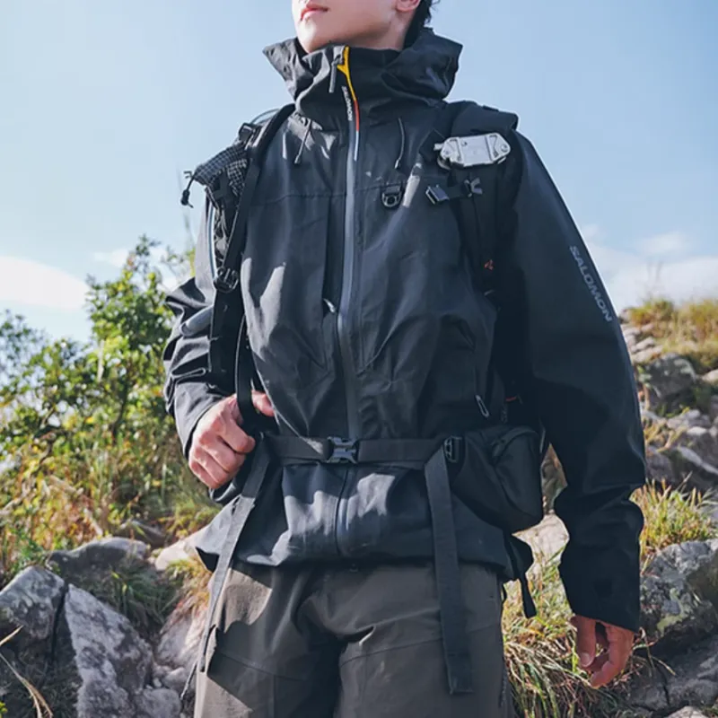 SALOMON OUTLIFE Hiking Business/Casual Cold Wave Waterproof And Windproof Windbreaker Jacket Men's Black-2