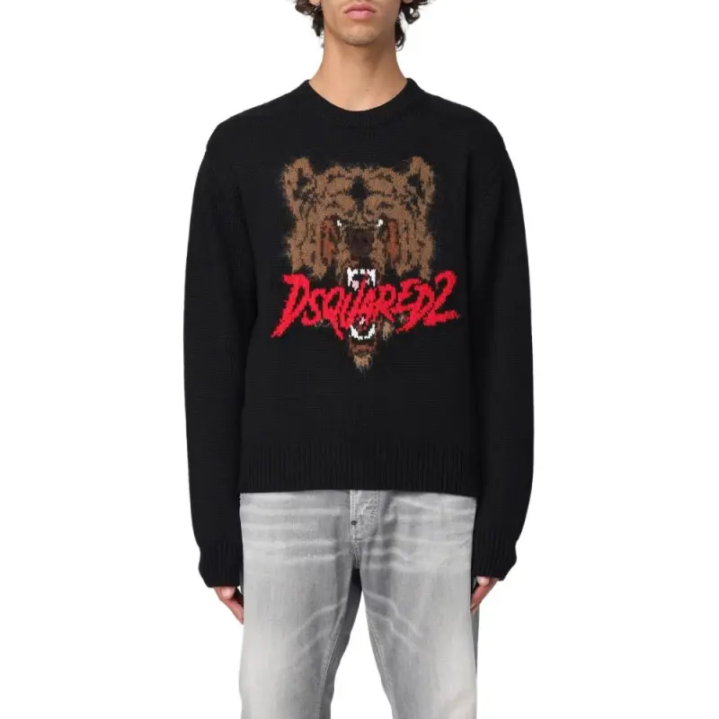 DSQUARED 2 Logo Intarsia Crewneck Jumper-2