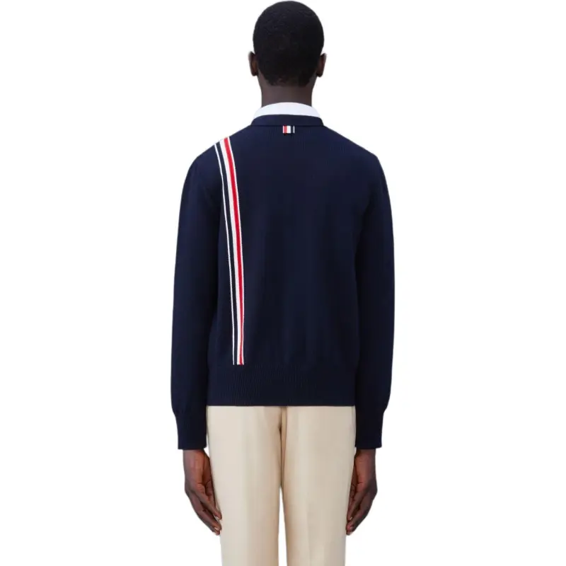 THOM BROWNE Rwb Striped V Neck Knitted Cardigan-3