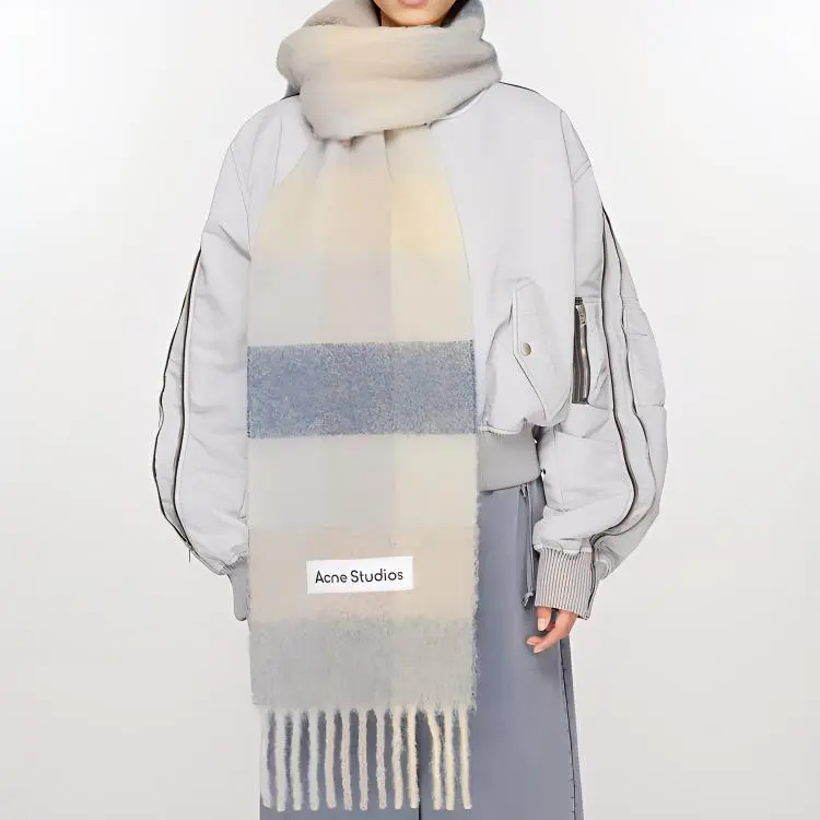 Acne Studios Logo Patch Checked Scarf-1