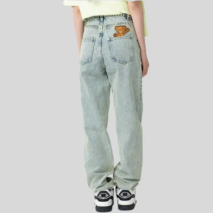 LALABOBO Jeans Women's Light Blue White-4