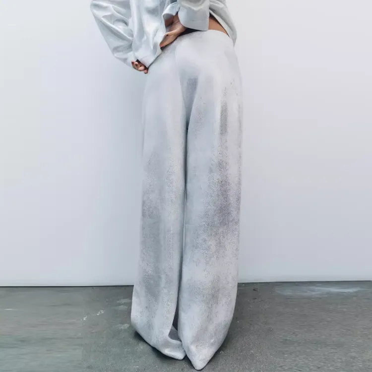 ZARA Casual Pants Women's Silver-1